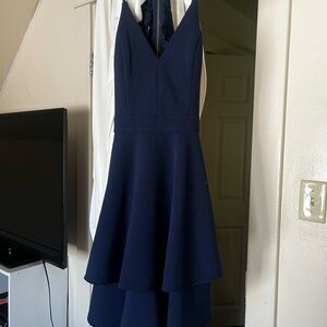 Windsor Blue Halter Fit and Flare Cocktail Dress